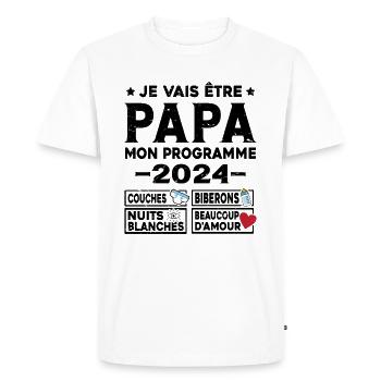 Je vais être papa mon programme en 2024 Futur Papa - T-shirt Premium bio Homme - blanc - Devant - Nico (187cm)