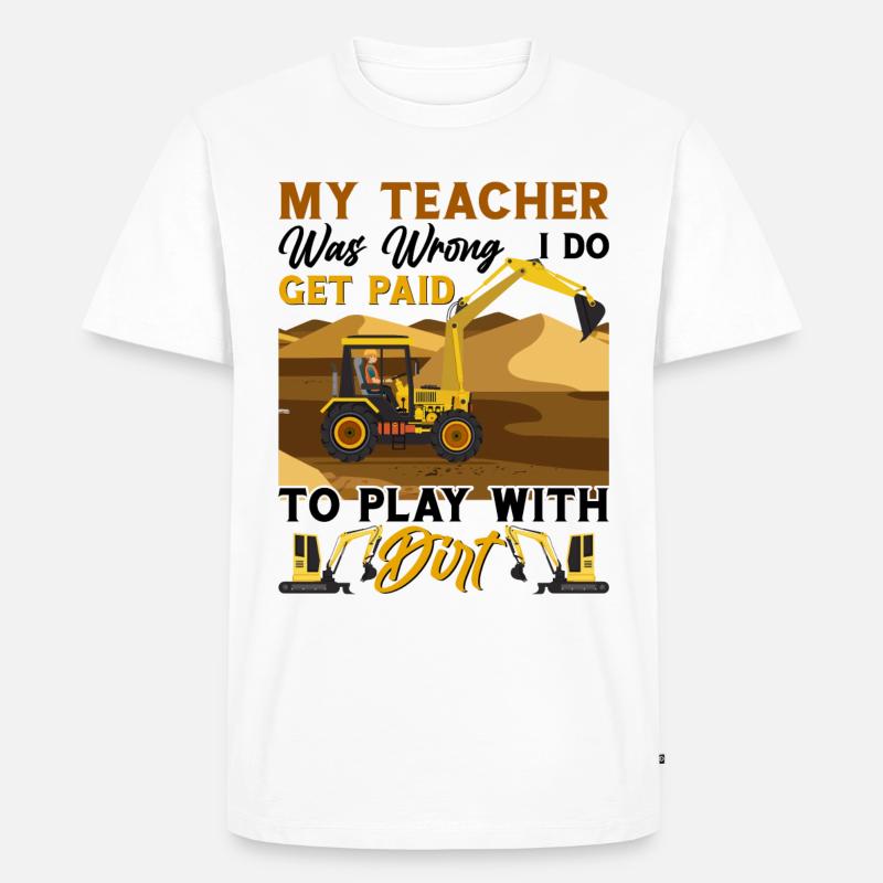 Baggerfahrer Bagger Führerschein Retro Bagger - Männer Premium Bio T-Shirt - Weiß
