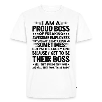 Fier cadeau du patron des employés - T-shirt Premium bio Homme - blanc - Devant - Nico (187cm)