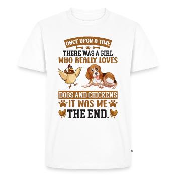 Chien Poulets Fermier Poulets Amoureux Chiens Amour - T-shirt Premium bio Homme - blanc - Devant - Nico (187cm)