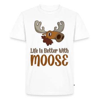Life is better with moose! Funny moose saying - Men's Premium Organic T-Shirt - white - Front - Nico (187cm)