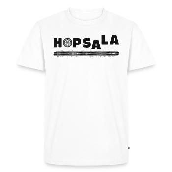 A Funny Car Tire Saying Hopsala - Men's Premium Organic T-Shirt - white - Front - Nico (187cm)