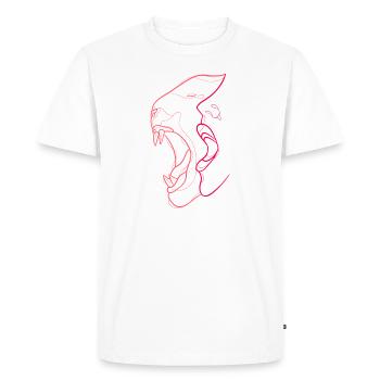 Double face in single line - human & animal - Men's Premium Organic T-Shirt - white - Front - Nico (187cm)
