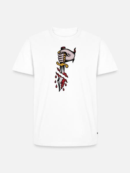 old school style blood dagger - Men's Premium Organic T-Shirt - white