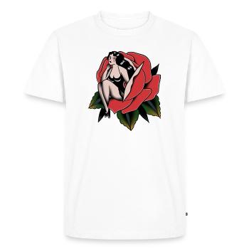 Old-school pin up pink red - Men's Premium Organic T-Shirt - white - Front - Nico (187cm)