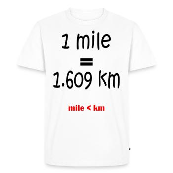 What's longer a mile or a kilometer - Men's Premium Organic T-Shirt - white - Front - Nico (187cm)