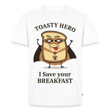 Breakfast Hero Toast - Men's Premium Organic T-Shirt - white - Front - Nico (187cm)
