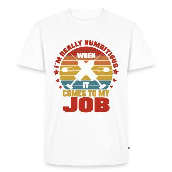 Je suis vraiment engourdi quand il s’agit de mon travail - T-shirt Premium bio Homme - blanc - Devant - Nico (187cm)