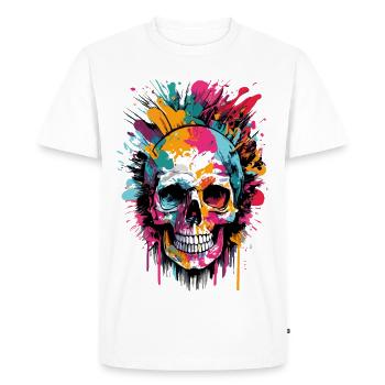 Skull Colorful - Pirate Head - Skull - Men's Premium Organic T-Shirt - white - Front - Nico (187cm)