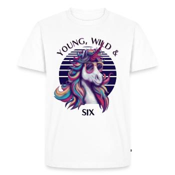Young, Wild & Six – Anniversaire de la licorne cool - T-shirt Premium bio Homme - blanc - Devant - Nico (187cm)