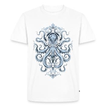 Octopus Ornament – Tattoo in Light Blue - Men's Premium Organic T-Shirt - white - Front - Nico (187cm)