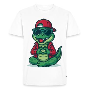 Crocodile Love Cool - Men's Premium Organic T-Shirt - white - Front - Nico (187cm)