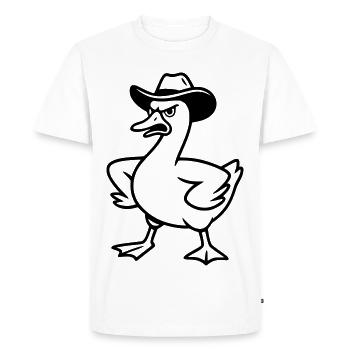 Funny angry goose with cowboy hat - Men's Premium Organic T-Shirt - white - Front - Nico (187cm)