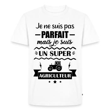 Super Agriculteur Ferme Champ Tracteur - T-shirt Premium bio Homme - blanc - Devant - Nico (187cm)