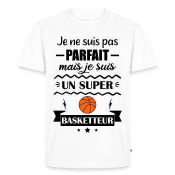 Pas parfait mais super basketteur - T-shirt Premium bio Homme - blanc - Devant - Nico (187cm)