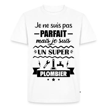 Pas parfait mais super plombier - T-shirt Premium bio Homme - blanc - Devant - Nico (187cm)
