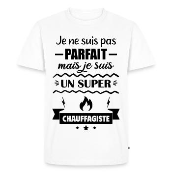 Pas parfait mais super chauffagiste - T-shirt Premium bio Homme - blanc - Devant - Nico (187cm)