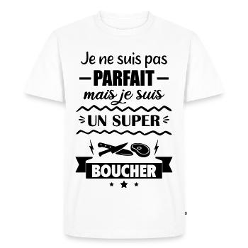 Not perfect but great butcher - Men's Premium Organic T-Shirt - white - Front - Nico (187cm)