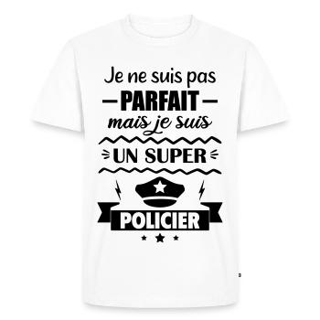 Pas parfait mais super policier - T-shirt Premium bio Homme - blanc - Devant - Nico (187cm)