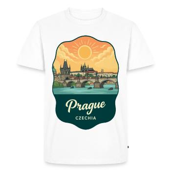 Insigne ancien du pont Charles de Prague - T-shirt Premium bio Homme - blanc - Devant - Nico (187cm)