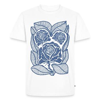 Blue Rose Filigree Bloom - Men's Premium Organic T-Shirt - white - Front - Nico (187cm)