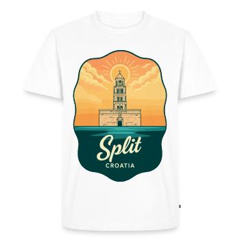 Split Diocletians Palac Vintage Travel Badge - Men's Premium Organic T-Shirt - white - Front - Nico (187cm)
