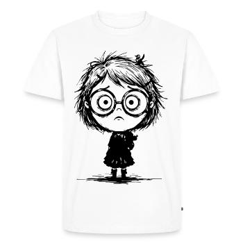 Sticker Fillette Mélancolie Regard Vide Manga - T-shirt Premium bio Homme - blanc - Devant - Nico (187cm)