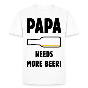 Papa a besoin de plus de bière ! (Bière Père Papa / POS 2C) - T-shirt Premium bio Homme - blanc - Devant - Nico (187cm)