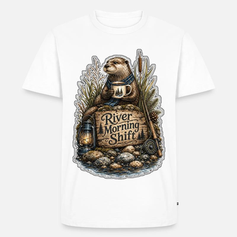 River Morning Shift Otter - Männer Premium Bio T-Shirt - Weiß
