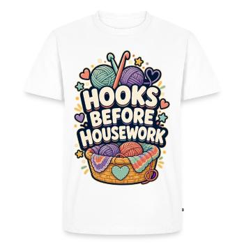 CROCHETS AVANT LES TÂCHES MÉNAGÈRES - T-shirt Premium bio Homme - blanc - Devant - Nico (187cm)