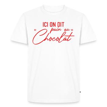 Ici On Dit Pain Au Chocolat - T-shirt Premium bio Homme - blanc - Devant - Nico (187cm)