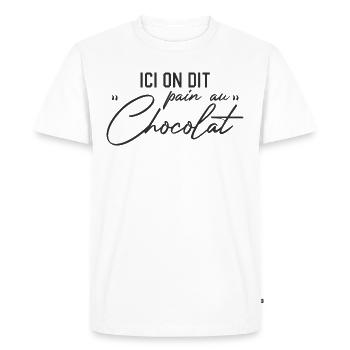 Ici On Dit Pain Au Chocolat - T-shirt Premium bio Homme - blanc - Devant - Nico (187cm)