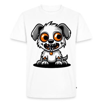 Chien Halloween Zombie Bande dessinée - T-shirt Premium bio Homme - blanc - Devant - Nico (187cm)