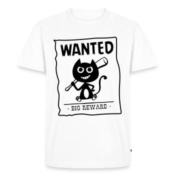 Chat recherché par la police ! humour chat ! - T-shirt Premium bio Homme - blanc - Devant - Nico (187cm)