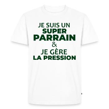 Je Suis un Super Parrain, Humour Cadeau Parrain - T-shirt Premium bio Homme - blanc - Devant - Nico (187cm)