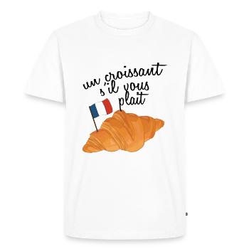 Un Croissant Sil Vous Plait - croissant Français - T-shirt Premium bio Homme - blanc - Devant - Nico (187cm)