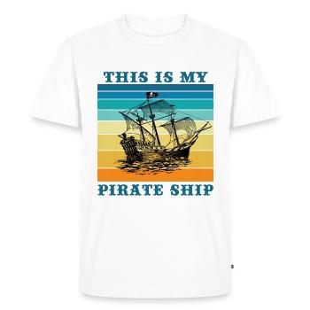 Ceci est mon bateau pirate - T-shirt Premium bio Homme - blanc - Devant - Nico (187cm)
