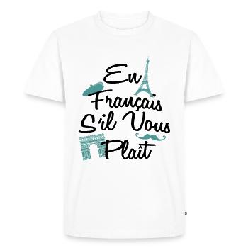En Français S'il Vous Plaît - French Lover - Men's Premium Organic T-Shirt - white - Front - Nico (187cm)