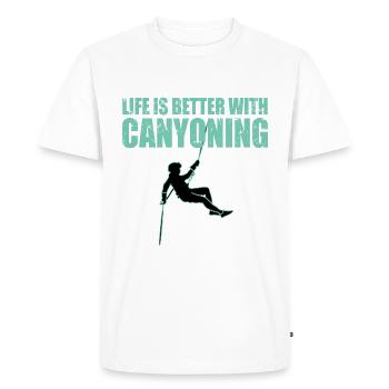 Life is Better With Canyoning - Men's Premium Organic T-Shirt - white - Front - Nico (187cm)