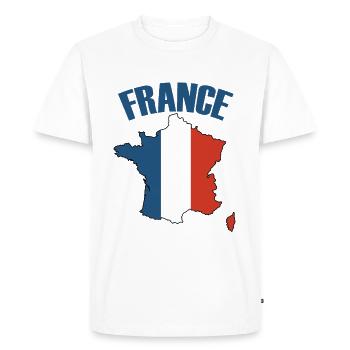 Carte France Drapeau français - T-shirt Premium bio Homme - blanc - Devant - Nico (187cm)
