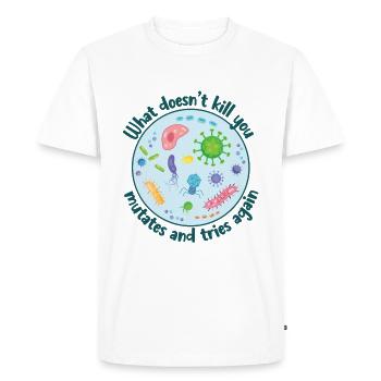 What Doesn't Kill You Mutates Funny Biology - Men's Premium Organic T-Shirt - white - Front - Nico (187cm)