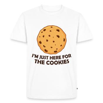 Je suis juste là pour les biscuits - T-shirt Premium bio Homme - blanc - Devant - Nico (187cm)