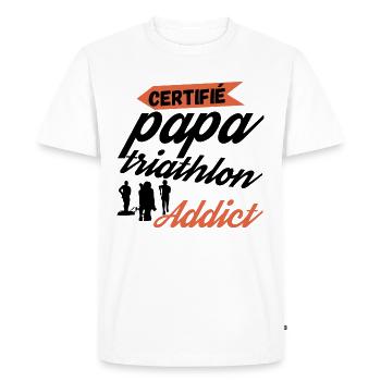 Certifié papa triathlon addict - T-shirt Premium bio Homme - blanc - Devant - Nico (187cm)