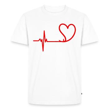 Heartbeat Coeur Amour Saint-Valentin - T-shirt Premium bio Homme - blanc - Devant - Nico (187cm)