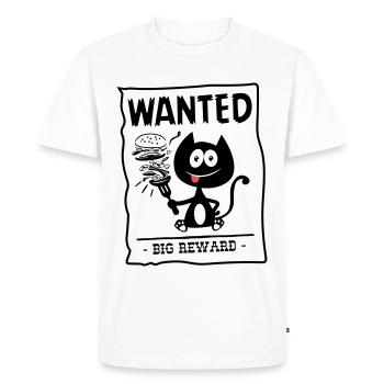 Wanted, chat gourmand recherché ! humour chat ! - T-shirt Premium bio Homme - blanc - Devant - Nico (187cm)