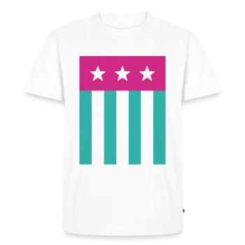 Étoiles et rayures Drapeau Rose Vert - T-shirt Premium bio Homme - blanc - Devant - Nico (187cm)