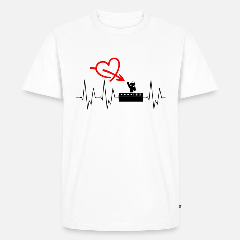 Techno - Mischpult - Schalplatten - DJ - Kopfhörer - Männer Premium Bio T-Shirt - Weiß