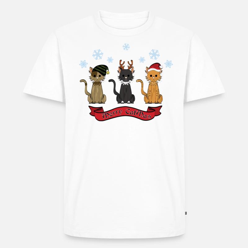 Joyeux chat de Noel! - T-shirt Premium bio Homme - blanc