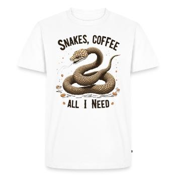Lustiges Schlangen Kunst Schlange Kaffee Reptilien - Männer Premium Bio T-Shirt - Weiß - Vorne - Nico (187cm)