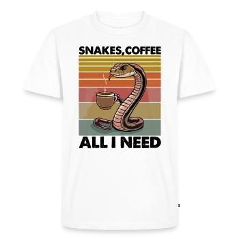 Funny Snake Art Snake Coffee Reptiles - Men's Premium Organic T-Shirt - white - Front - Nico (187cm)